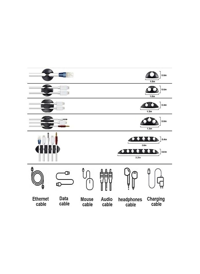 Generic Cable Management Kit for Home and Office organization - The Bundle of 173 pieces includes Cable clips - Cable ties - Cable holders for Power Cord - USB and Desktop cables  - Image 4