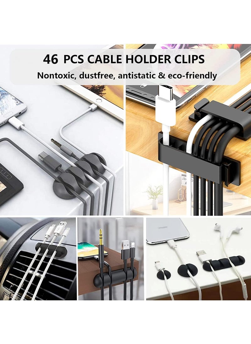 Generic Cable Management Kit for Home and Office organization - The Bundle of 173 pieces includes Cable clips - Cable ties - Cable holders for Power Cord - USB and Desktop cables  - Image 2