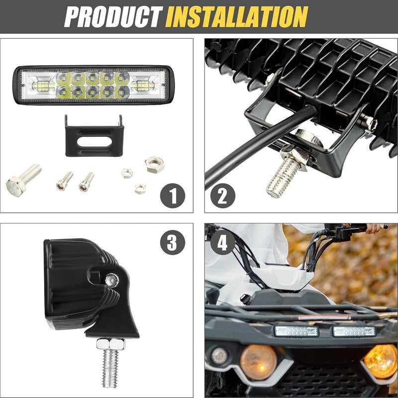 Treela 6 Pcs 6 Inch LED Spot Flood Combo Bar Slim 10000LM 12V/24V 60W Driving Fog Light Waterproof - Image 4