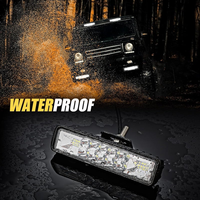 Treela 6 Pcs 6 Inch LED Spot Flood Combo Bar Slim 10000LM 12V/24V 60W Driving Fog Light Waterproof - Image 5