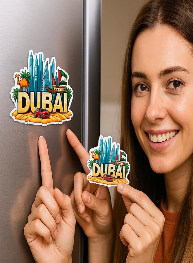 مغناطيس ثلاجة خشبي أنيق بتصميم مستوحى من دبي من ناكسون - مغناطيس زينة للثلاجة والمطبخ والمنزل | هدية تذكارية مثالية | المقاس 3×3 بوصة | عبوة من قطعة واحدة - Image 3