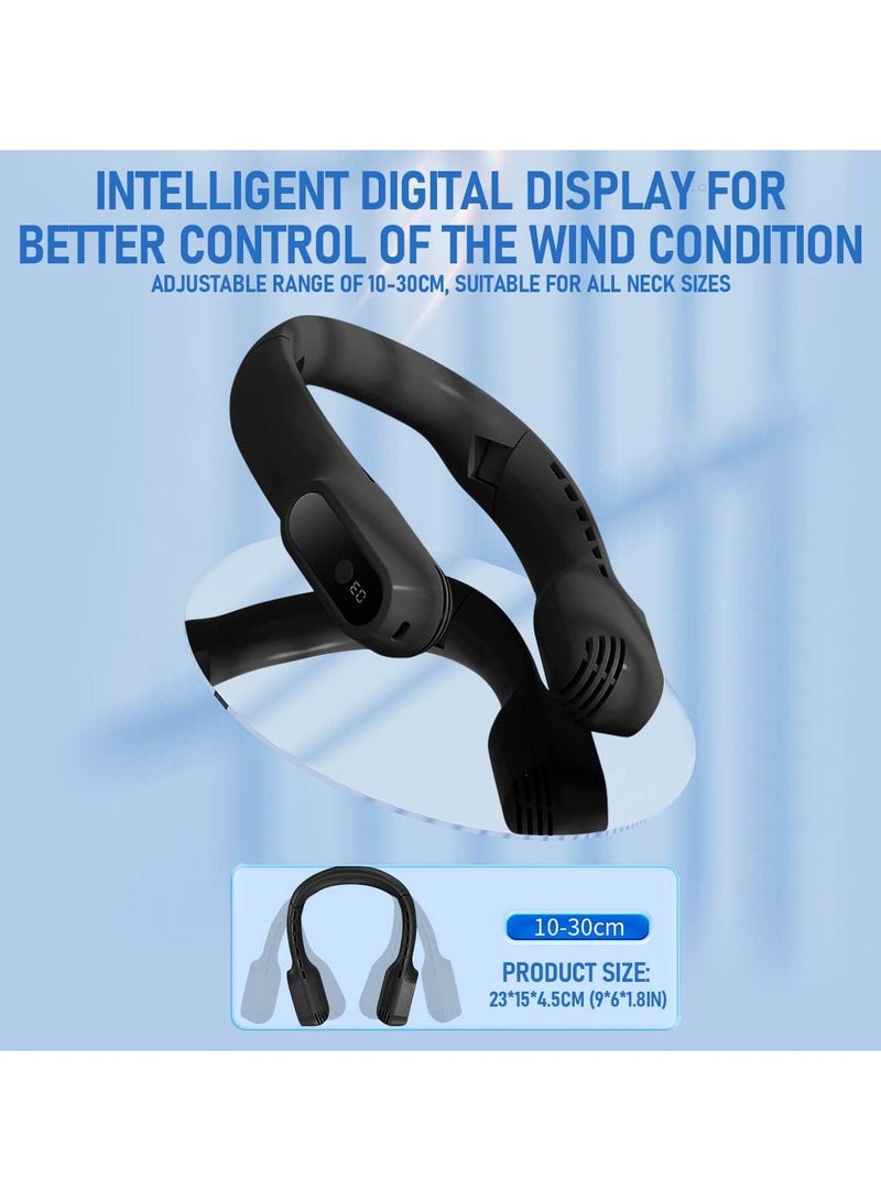 Portable Neck Fan, Foldable Leafless Bladeless Fan, 4000mAh USB Rechargeable 3 Speeds Adjustment 360° Cooling Airflow, Hands-Free Wearable Personal Fan for Travel Outdoor - Image 2