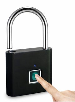 Generic Fingerprint Padlock, Locker Lock, Smart Pad Waterproof Small Portable with USB Charging for, Luggage, Gym , Suitcas, School, Bike  - Image 1