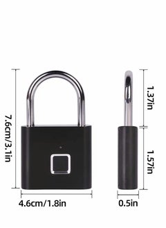 Generic Fingerprint Padlock, Locker Lock, Smart Pad Waterproof Small Portable with USB Charging for, Luggage, Gym , Suitcas, School, Bike  - Image 4