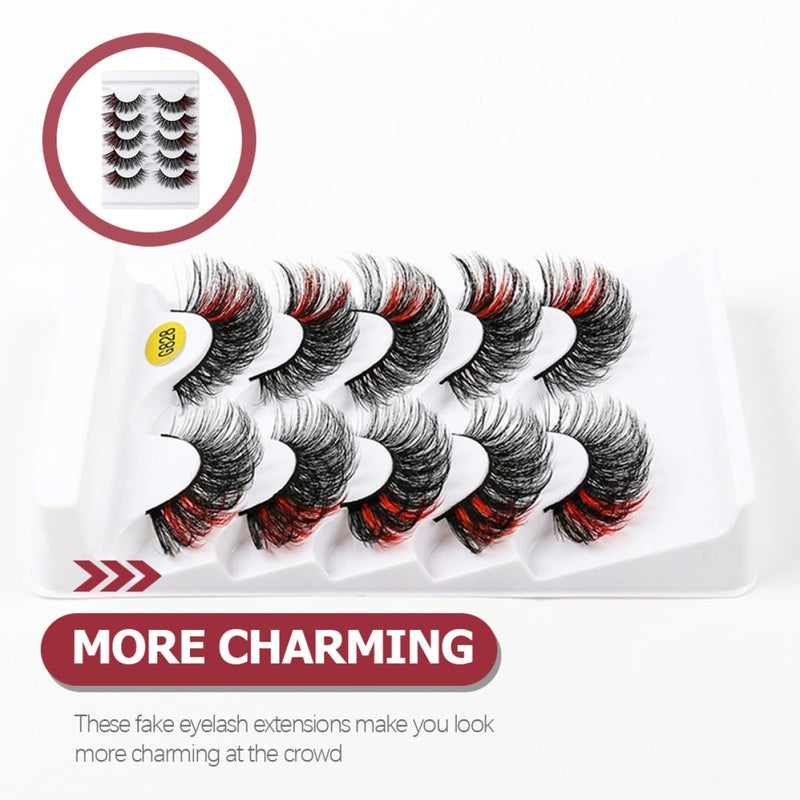 Healeved 5 Pairs 3d Natural False Eyelashes Colored Volume Cosmetic Lashes for Women Party Makeup Extension - Image 3
