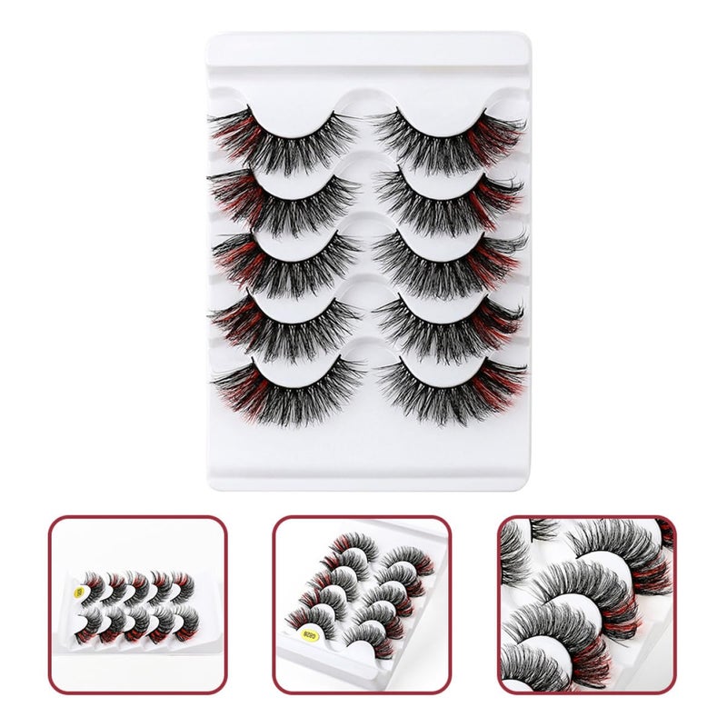 Healeved 5 Pairs 3d Natural False Eyelashes Colored Volume Cosmetic Lashes for Women Party Makeup Extension - Image 5
