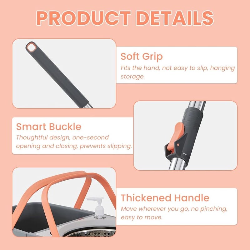 HASTHIP® Self-Wringing Mop with Bucket, Dual Bucket Design, 2 Microfiber Mops Cloth, Wet & Dry Use, 360° Self-Wringing Mop, Hands-free Drying, Non Abrasive Floor Cleaning Mops for Wooden Floor - Image 3