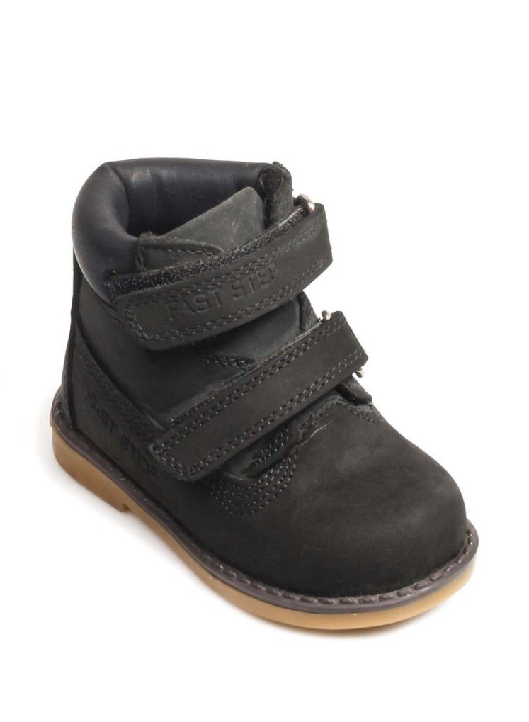 Fast Step Kids' Black Leather Orthopedic Boots with Velcro Straps - Image 2