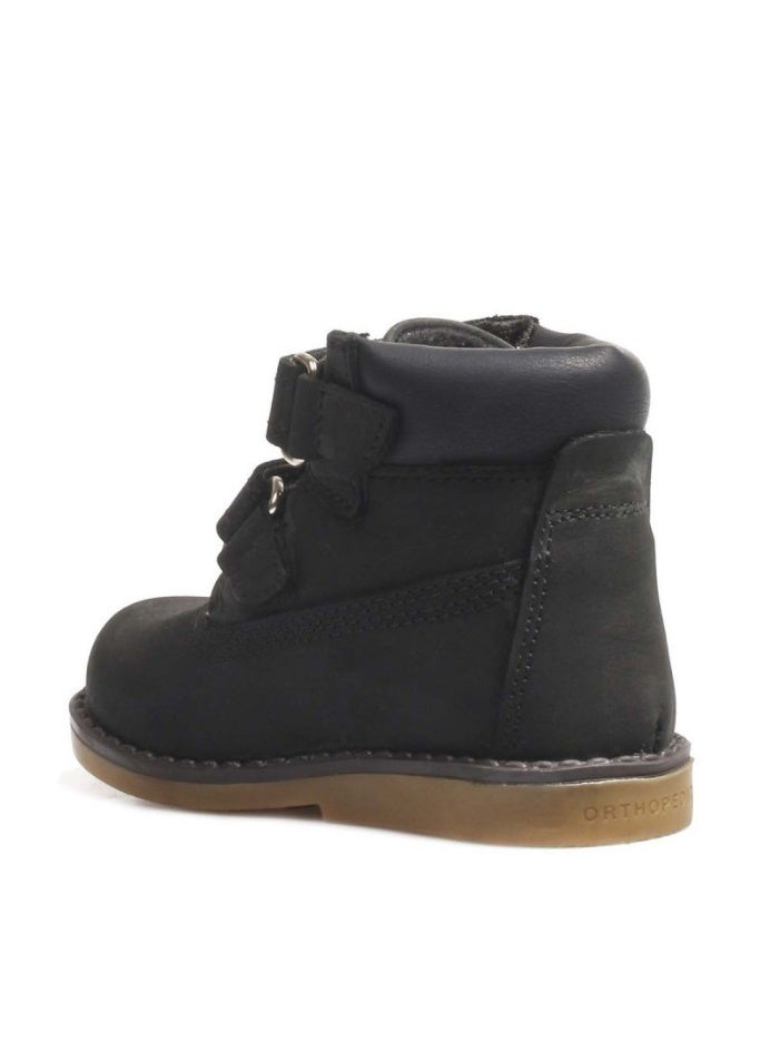 Fast Step Kids' Black Leather Orthopedic Boots with Velcro Straps - Image 3