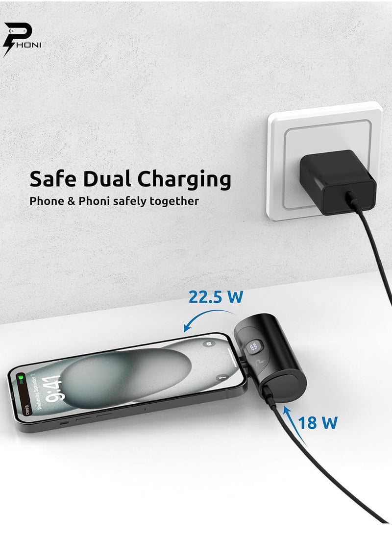 Phoni - Phoni 4-in-1 Power Bank Station, 5000mAh, 4 Pieces, Portable Charger with Built-in Display and Kickstand Compatible With Lightning for iPhone 15/14, Samsung S24/S23/S22 & Huawei, Xiaomi (All USB-C) - Image 1