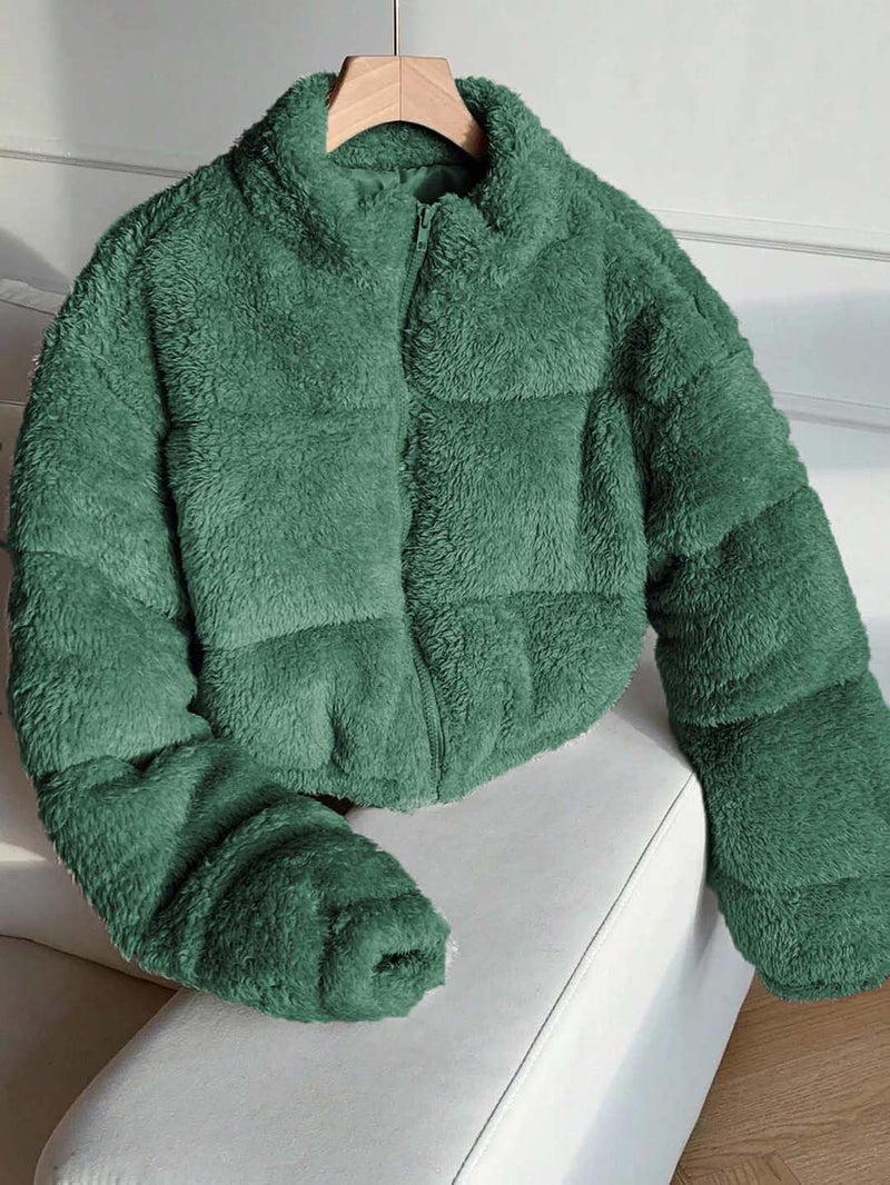 KOTTY Ultra-Soft Coral Fabric Green Jacket for Women with Comfort Warmth-KTTWOMENSJACKET369L - Image 4