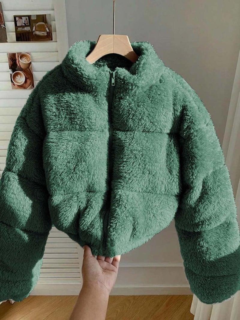 KOTTY Ultra-Soft Coral Fabric Green Jacket for Women with Comfort Warmth-KTTWOMENSJACKET369L - Image 3