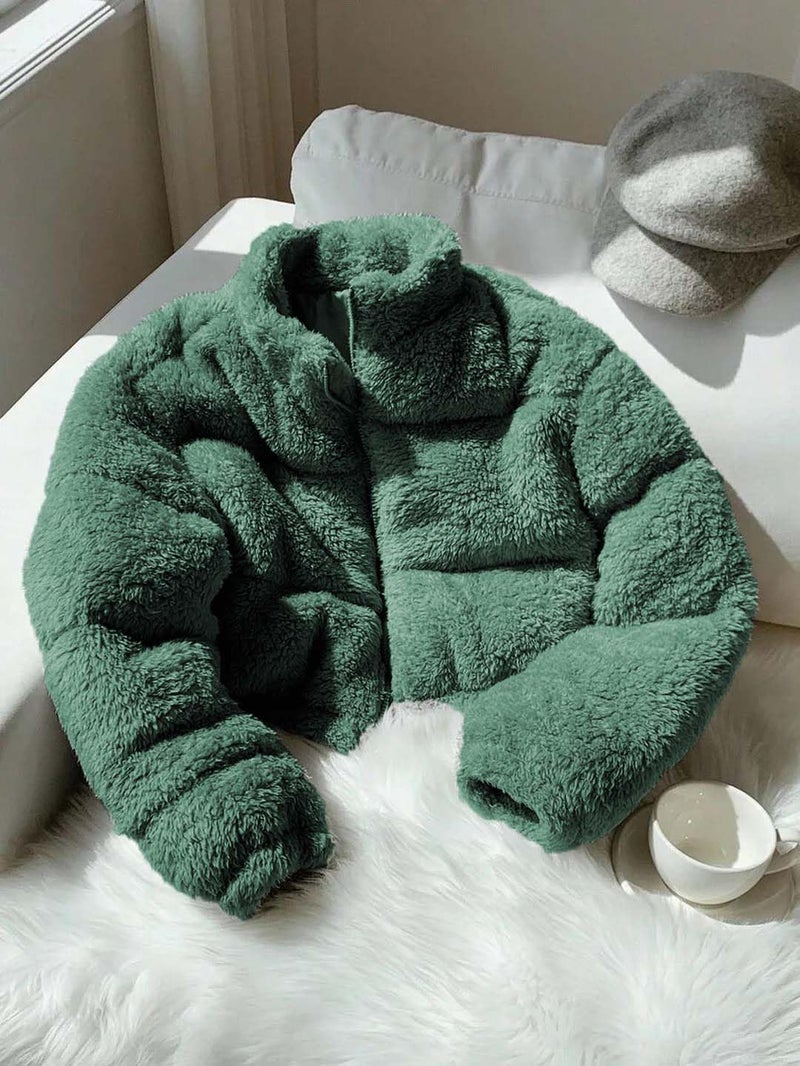 KOTTY Ultra-Soft Coral Fabric Green Jacket for Women with Comfort Warmth-KTTWOMENSJACKET369L - Image 2