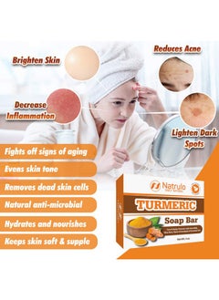 Herblov Turmeric Soap Bar For Face & Body - Natural Turmeric Skin Brightening Soap For Dark Spots, Intimate Areas, Underarms - Turmeric Face Wash Reduces Acne, Fades Scars & Cleanses Skin - 4Oz, Made In Usa  - Image 2