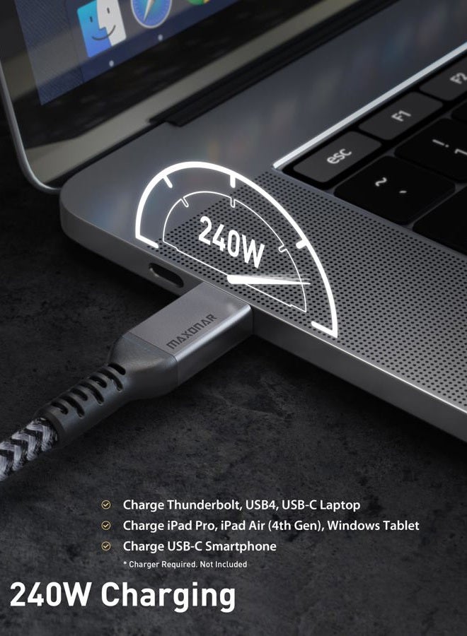 Maxonar 2 Pack Thunderbolt 4 Cable, 40Gbps Sync, 240W Charging, 8K/5K Display, All-in-One Cable Replaces Multiple Cables for 2026 Studio Display, MacBook, SSD, Docking [3.3FT] - Image 4