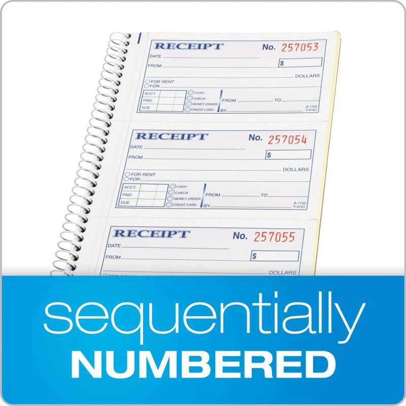 Adams Money and Rent Receipt Book, 2-Part Carbonless, 5-1/4" x 11", Spiral Bound, 200 Sets per Book, 4 Receipts per Page (SC1152) - Image 5
