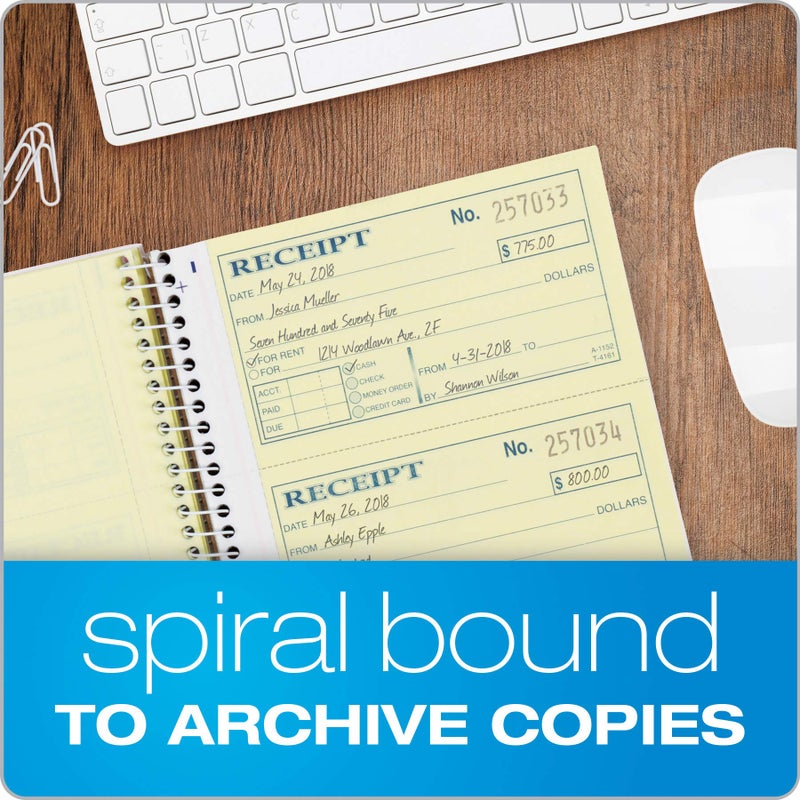 Adams Money and Rent Receipt Book, 2-Part Carbonless, 5-1/4" x 11", Spiral Bound, 200 Sets per Book, 4 Receipts per Page (SC1152) - Image 4