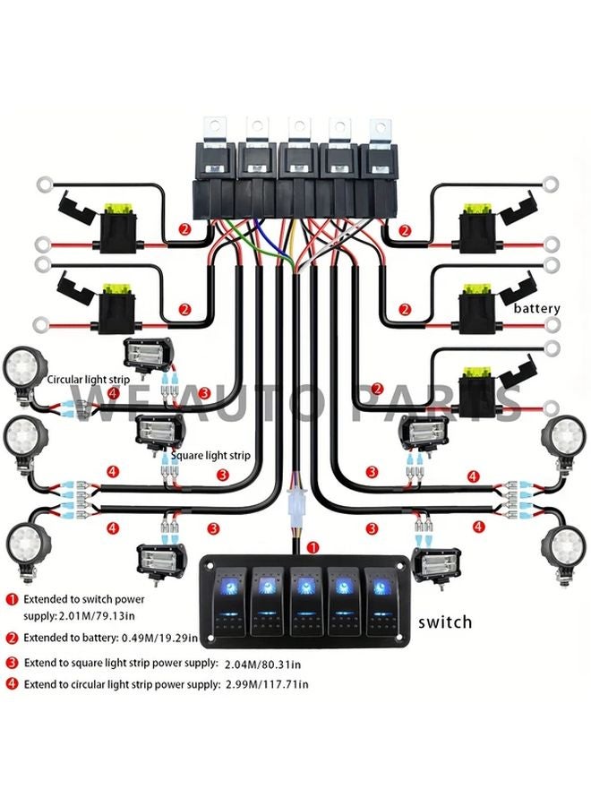 2 Way 16AWG LED Light Strip Harness Kit With On Off Switch For Car RV Yacht - Image 3