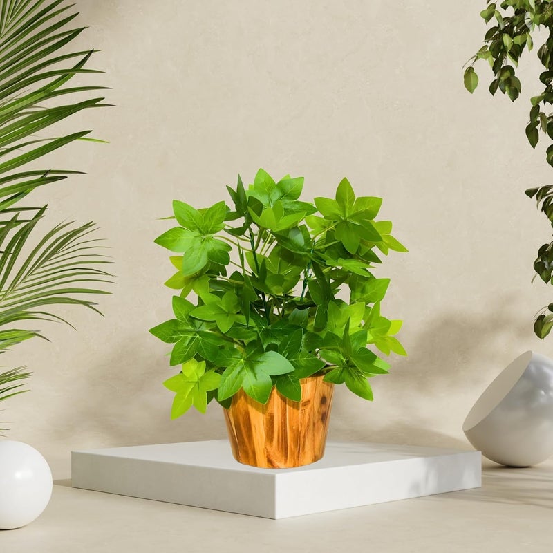 fancymart Artificial Plant Leaves in Wooden Pot Perfect Potted Decoration for Home Living Room & Office Spaces Décor Height - 26cm - Image 2