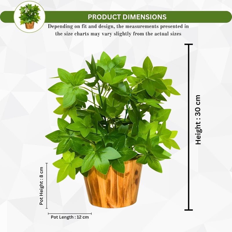 fancymart Artificial Plant Leaves in Wooden Pot Perfect Potted Decoration for Home Living Room & Office Spaces Décor Height - 26cm - Image 4