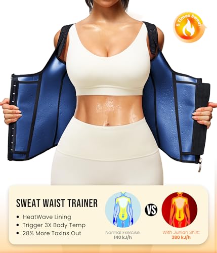 Junlan Waist Trainer for Women - Sauna Suit Sweat Vest for Working Out(Black,3X-Large) - Image 3