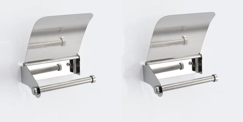 MLD MLD TPSH002 Toilet Paper Holder for Bathroom/Toilet Roll Holder/Toilet Tissue Holder Mini Stand/Bathroom Accessories (Material- Stainless Steel, Silver) Pack of -2 - Image 1
