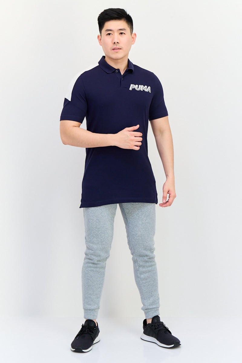 PUMA Men Sportswear Fit Short Sleeves Outdoor Polo Shirt, Navy Blue - Image 2