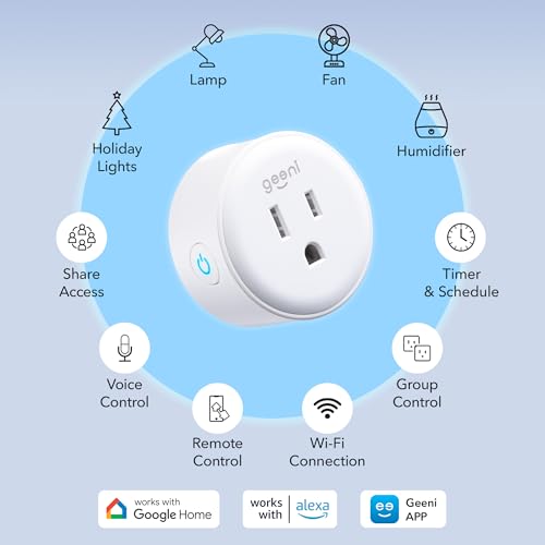 Geeni Dot Smart Plug with 2.4GHz WiFi Connectivity – 2-Pack Compact, Fire-Resistant Smart Outlet Plugs with Schedule & Timer – No Hub Needed, Supports Alexa & Google - Image 2