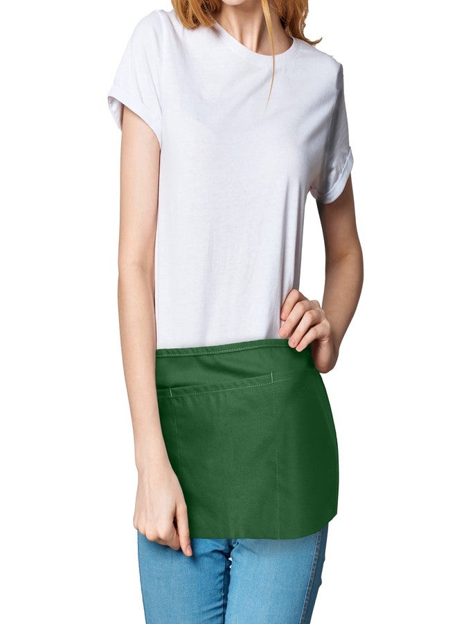 DALIX Waitress Waist Aprons Commercial Restaurant Home Bib Spun Poly Cotton Kitchen (3 Pockets) in Dark Green - Image 5