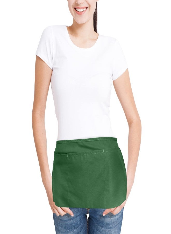 DALIX Waitress Waist Aprons Commercial Restaurant Home Bib Spun Poly Cotton Kitchen (3 Pockets) in Dark Green - Image 4