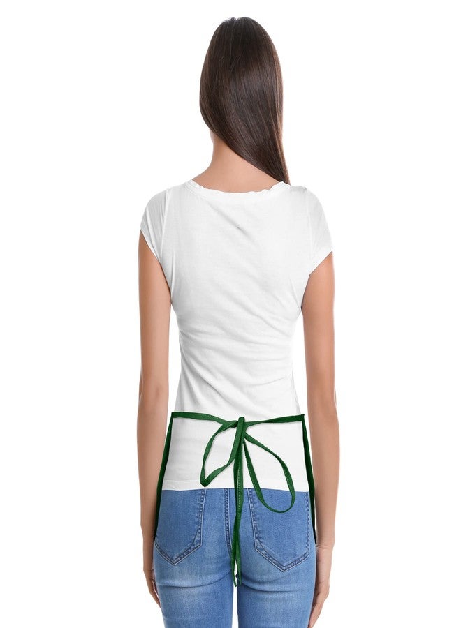 DALIX Waitress Waist Aprons Commercial Restaurant Home Bib Spun Poly Cotton Kitchen (3 Pockets) in Dark Green - Image 3