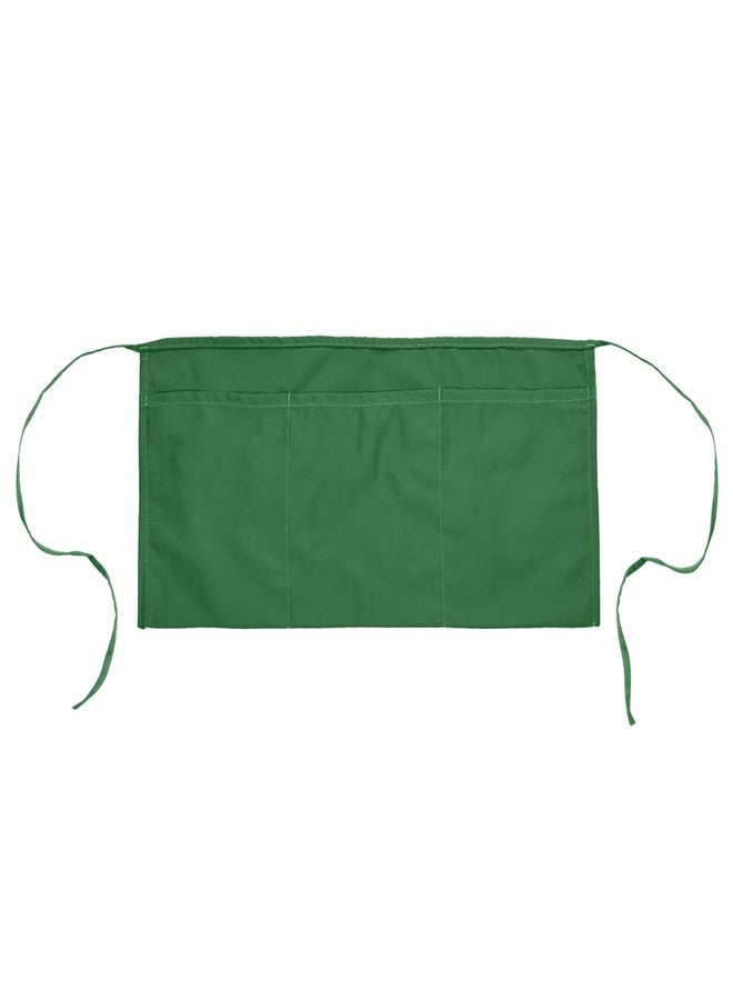DALIX Waitress Waist Aprons Commercial Restaurant Home Bib Spun Poly Cotton Kitchen (3 Pockets) in Dark Green - Image 1