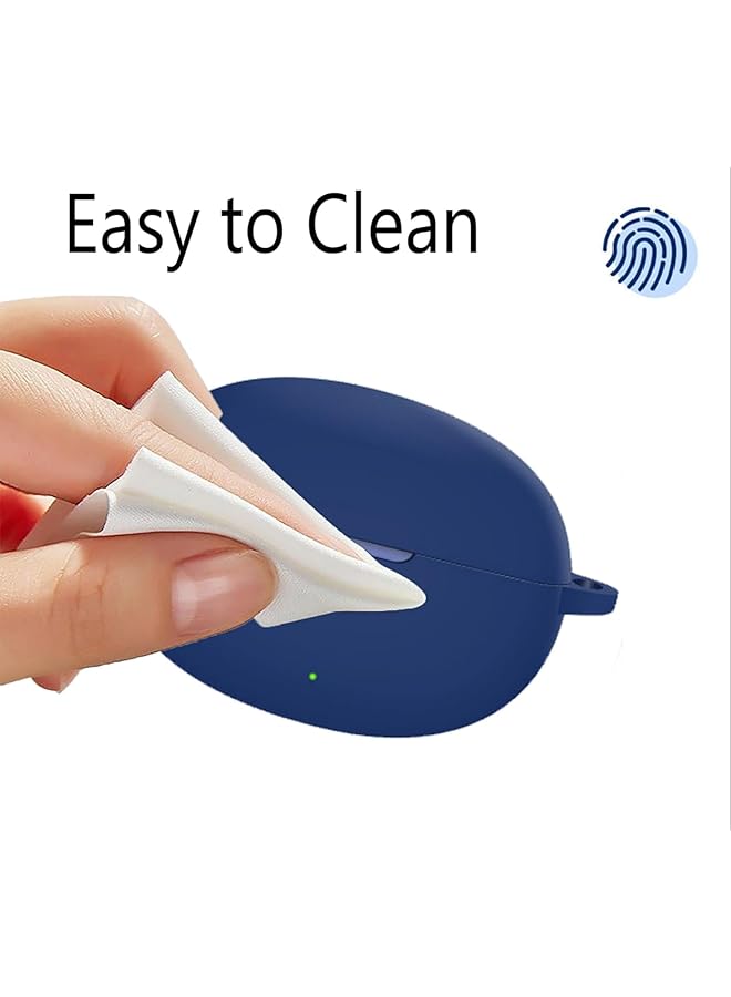 erorex For Realme Buds Air 6 Pro Silicone Case Soft Friendly Shockproof Cover With Carabiner Blue - Image 5