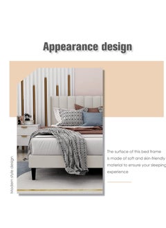 Wooden Twist Wooden Twist Modern Rectangular Upholstery Bed with Soft Wingback (Queen)  - Image 3