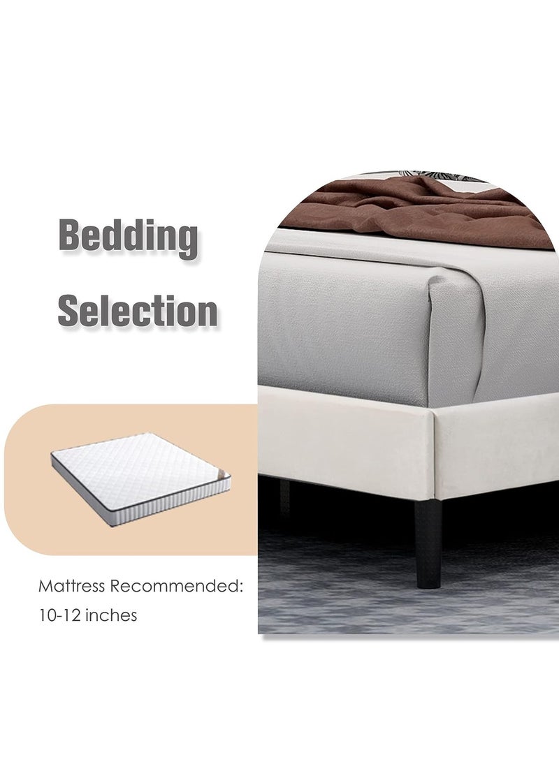Wooden Twist Wooden Twist Modern Rectangular Upholstery Bed with Soft Wingback (Queen)  - Image 4