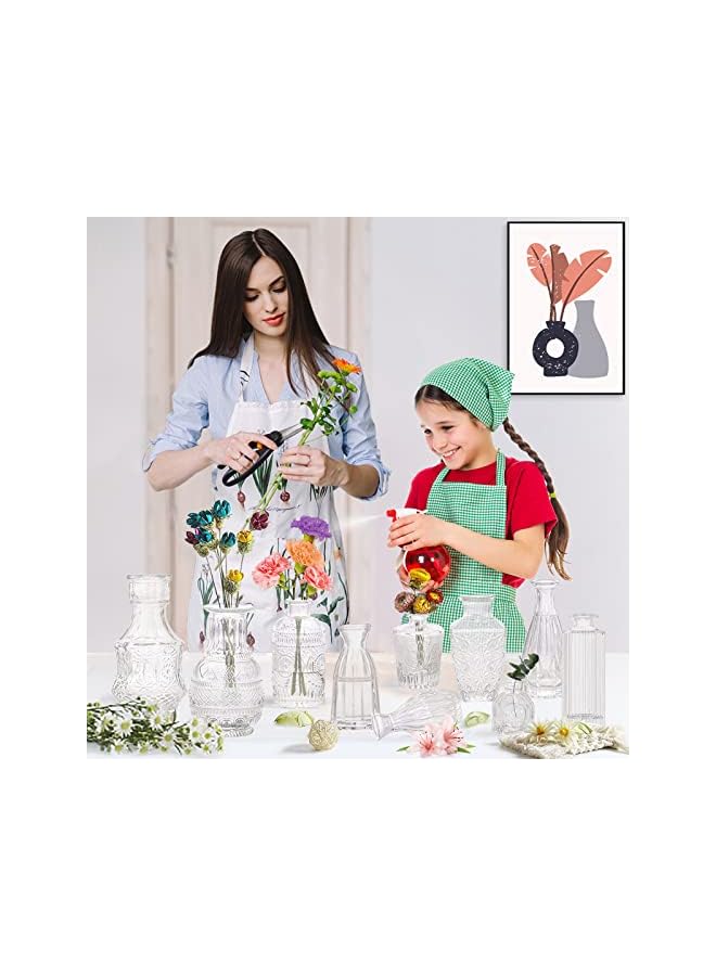 The Bros Set of 10 Small Glass Flower Vases for Centerpieces - Cute Clear Crystal Bud Vases in Bulk - Mini Vintage for Wedding Decorations, Party Table Decor - Image 5