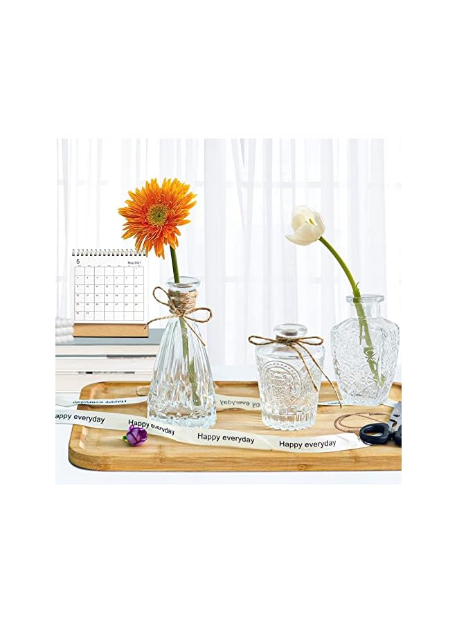 The Bros Set of 10 Small Glass Flower Vases for Centerpieces - Cute Clear Crystal Bud Vases in Bulk - Mini Vintage for Wedding Decorations, Party Table Decor - Image 3