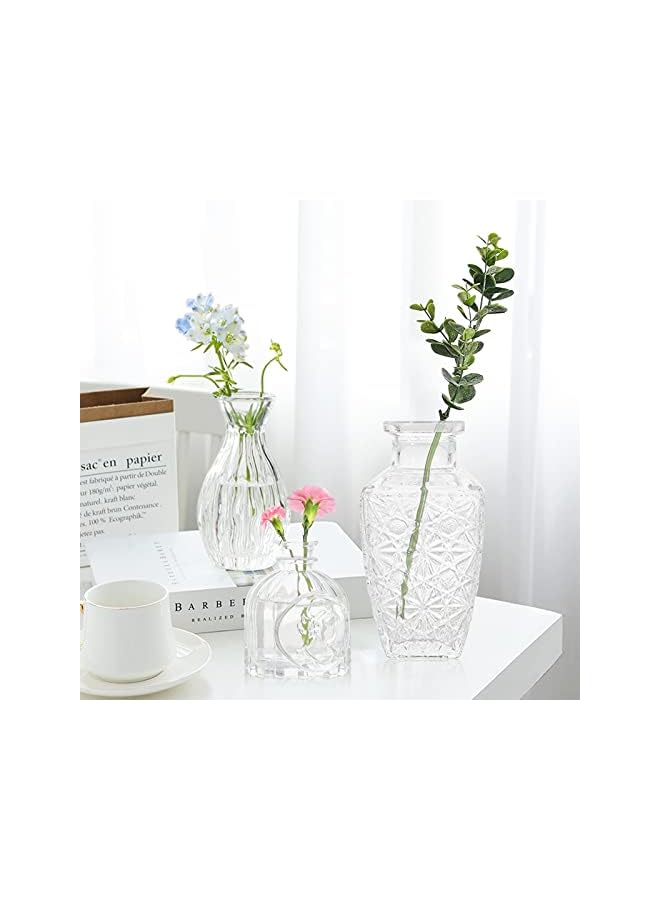 The Bros Set of 10 Small Glass Flower Vases for Centerpieces - Cute Clear Crystal Bud Vases in Bulk - Mini Vintage for Wedding Decorations, Party Table Decor - Image 4