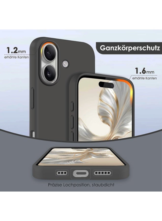 جراب متوافق مع iPhone 16 Plus مقاس 6.7 بوصة، جراب هاتف نحيف من السيليكون السائل بأربع طبقات من المطاط الهلامي الناعم ومضاد للصدمات مع بطانة من الألياف الدقيقة المضادة للخدش (رمادي) - Image 3