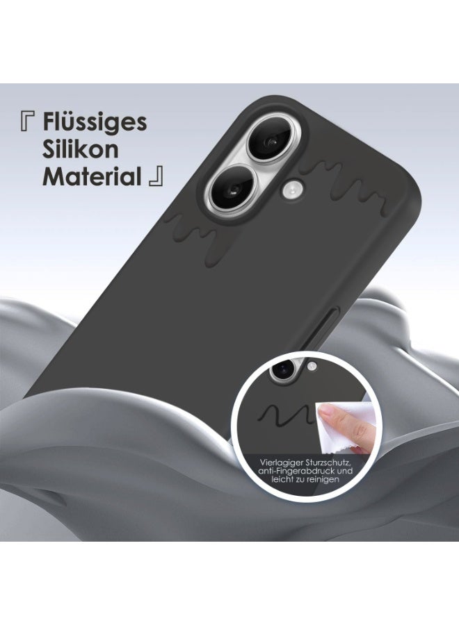 جراب متوافق مع iPhone 16 Plus مقاس 6.7 بوصة، جراب هاتف نحيف من السيليكون السائل بأربع طبقات من المطاط الهلامي الناعم ومضاد للصدمات مع بطانة من الألياف الدقيقة المضادة للخدش (رمادي) - Image 4