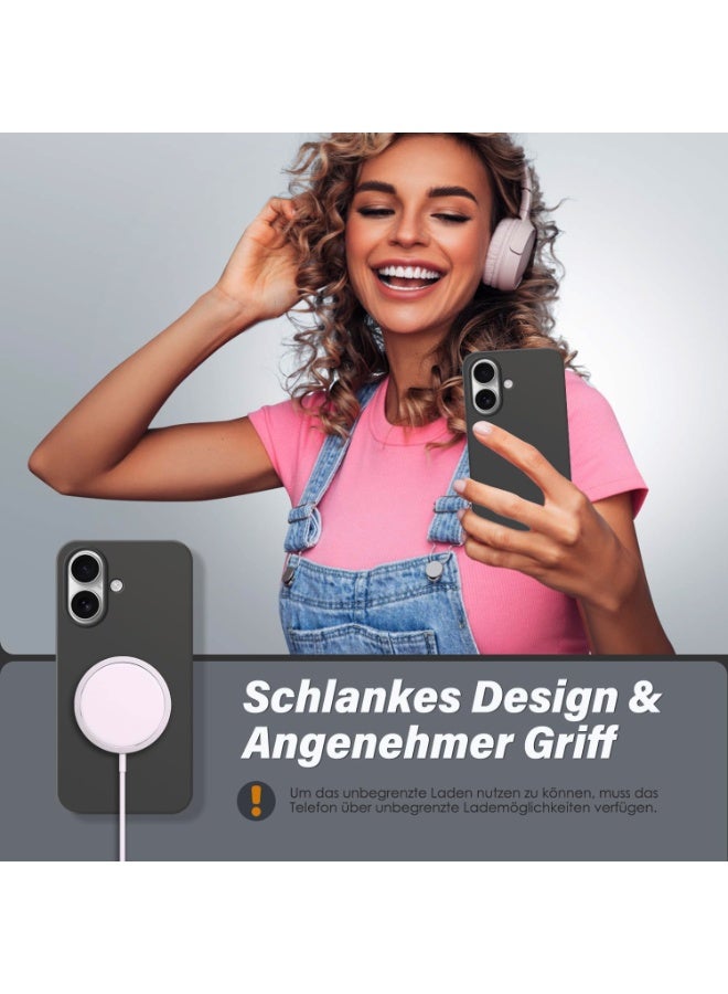 جراب متوافق مع iPhone 16 Plus مقاس 6.7 بوصة، جراب هاتف نحيف من السيليكون السائل بأربع طبقات من المطاط الهلامي الناعم ومضاد للصدمات مع بطانة من الألياف الدقيقة المضادة للخدش (رمادي) - Image 2