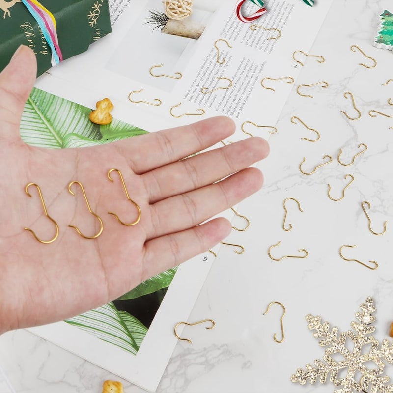 SythorYang Ornament Hooks 100 Pcs Christmas Ornament Hooks for Christmas Trees Gold Ornament Hangers Mini Metal Wire Christmass Trees Hooks Chrismas Tree Ornaments for Xmas Chrismas Party Balls Decorations - Image 4