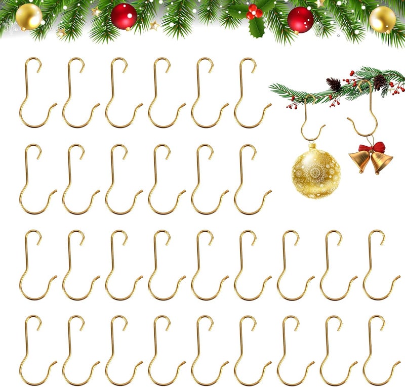 SythorYang Ornament Hooks 100 Pcs Christmas Ornament Hooks for Christmas Trees Gold Ornament Hangers Mini Metal Wire Christmass Trees Hooks Chrismas Tree Ornaments for Xmas Chrismas Party Balls Decorations - Image 1