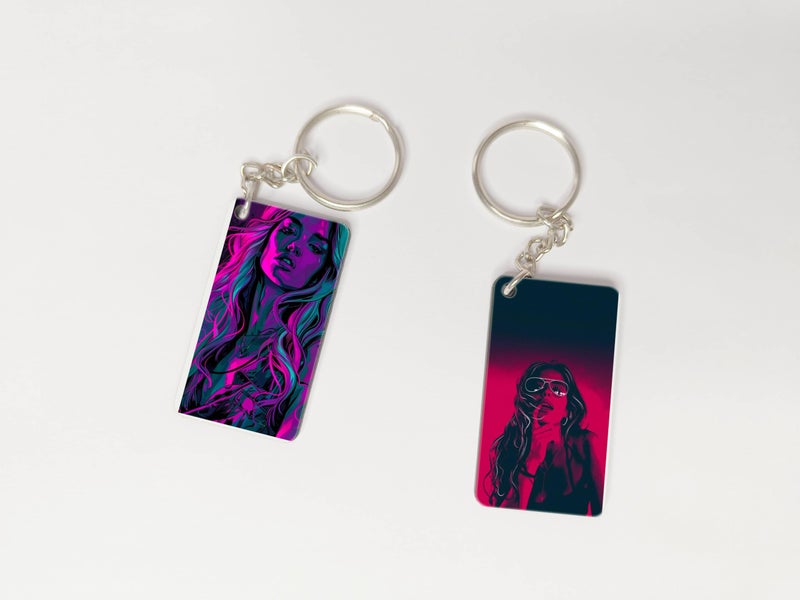 OUTFITQUE OUTFITQUE Premium (Pack of 2) Anime-337 Printed Long Keychain For Bike, Scooty, Car, MDF Keyholder - Image 1
