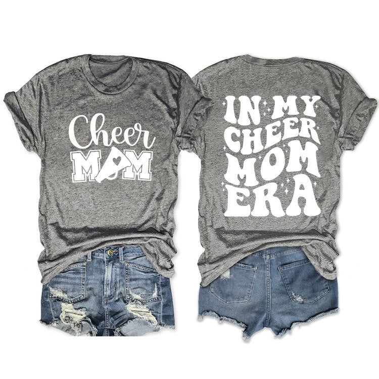 Round Neck Double-Sided Printed T-Shirt In My Cheer Mom Era Casual Plus Size Comfortable New Short Sleeve - Image 1