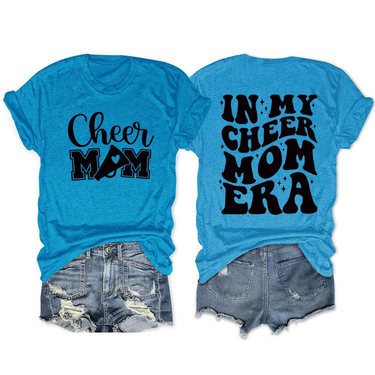 Round Neck Double-Sided Printed T-Shirt In My Cheer Mom Era Casual Plus Size Comfortable New Short Sleeve - Image 5