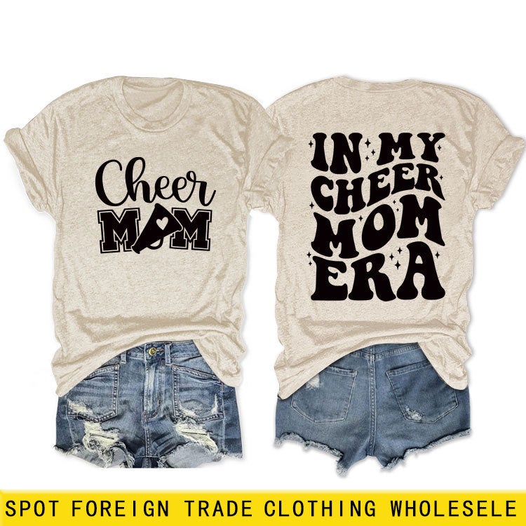 Round Neck Double-Sided Printed T-Shirt In My Cheer Mom Era Casual Plus Size Comfortable New Short Sleeve - Image 2