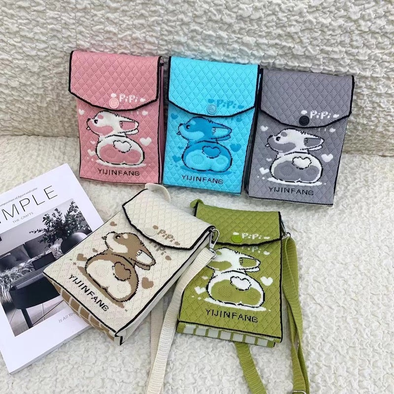 Niche Design Cartoon Puppy Knitted Mini Phone Bag Small Portable Shoulder Messenger Bag Student Coin Purse Female - Image 3