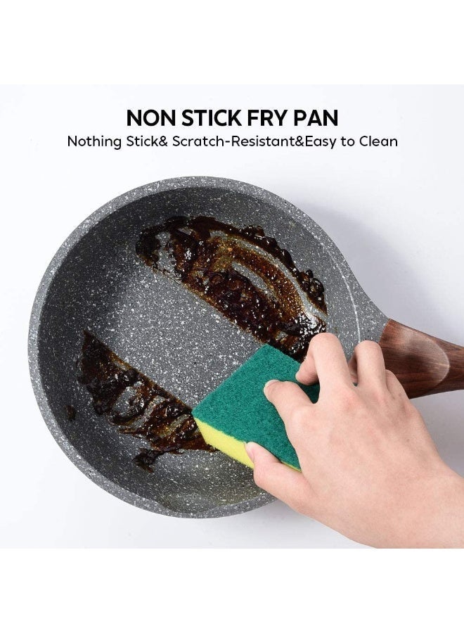 Caannasweis Nonstick Granite Frying Pan Skillet, 20cm/24cm/28cm Non Stick Omelette Frying Pans , Omelet Egg Pan, Stone Cookware Chef's Pan,Bakelite Handle Compatible With Hot Plate, Halogen, Ceramic And Gas Stovetops Induction Compatible, PFOA Free，Dishwasher Safe (Gray, 3PCS,20cm/24cm/28cm) - Image 3