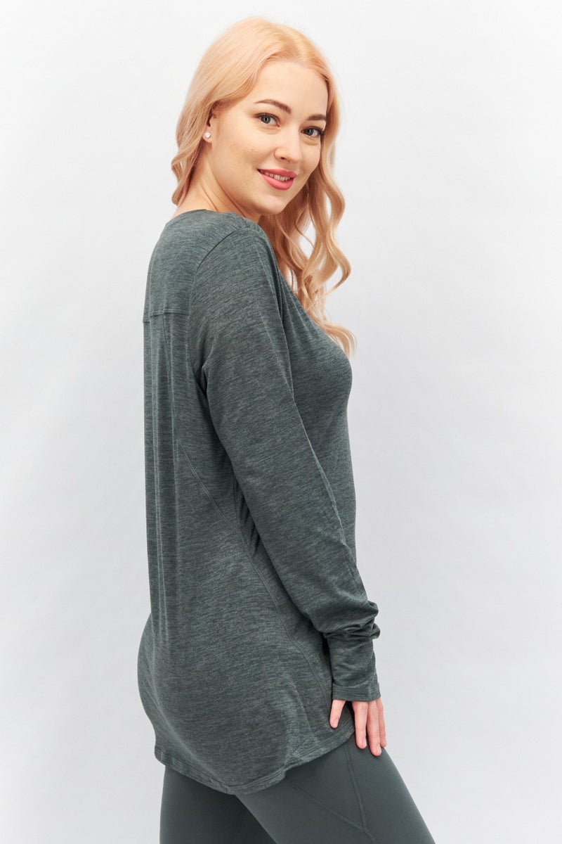 HEAD بلوزة رياضية نسائية بأكمام طويلة، باللون الأخضر - Image 4